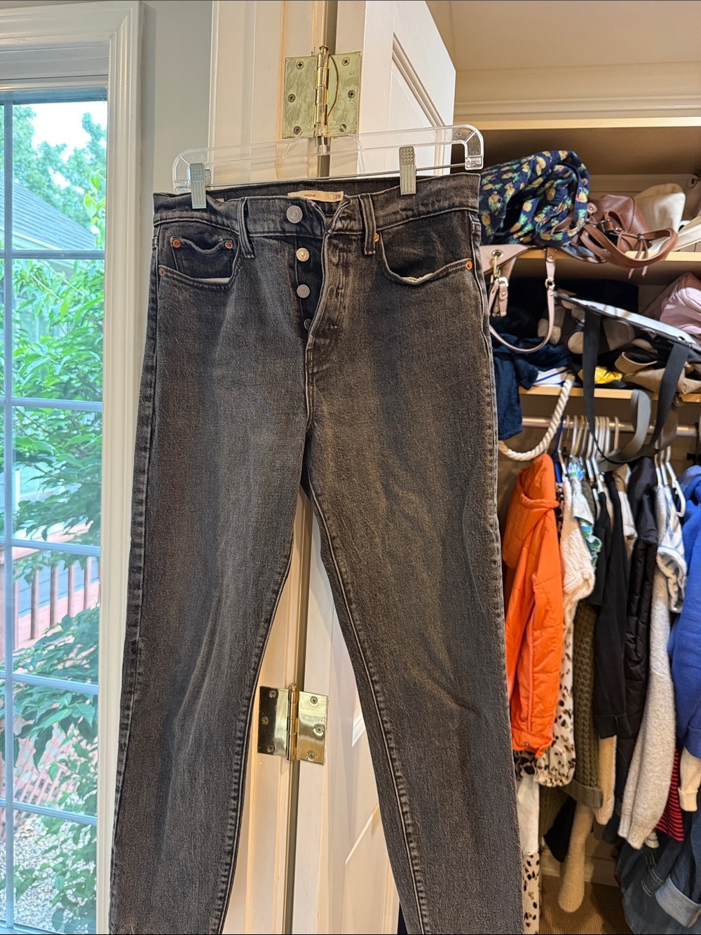 Levi's Women's Black Faded High-Rise Button-Fly Jeans